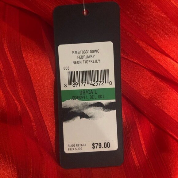 Rachel Roy Neon Tigerlily Burnout Silky Top, Red/Orange Size L New w/Tag - Picture 9 of 10